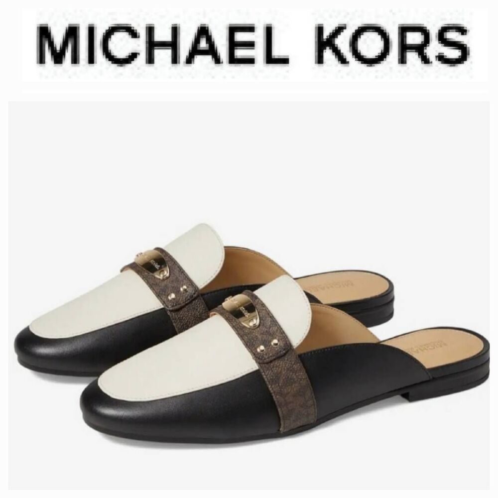 Michael Kors Plate Mule-‎ Black/Light Cream